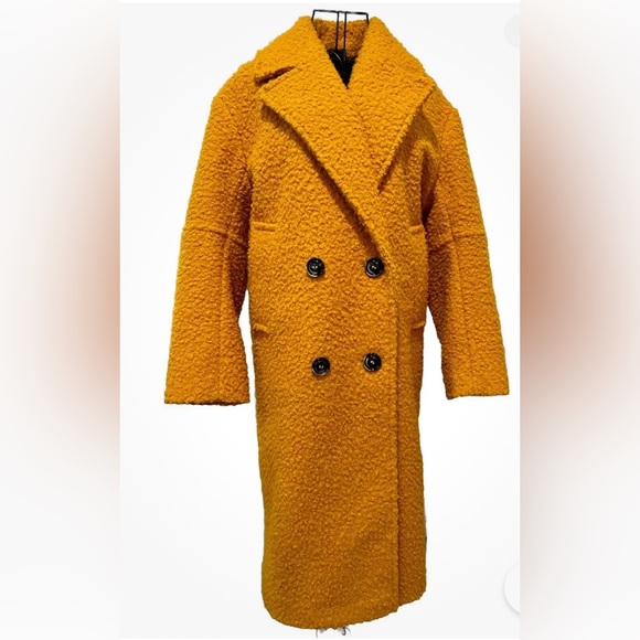 Topshop Boucle Button Front Cost. Mustard. Size 2. NWOT - Picture 2 of 12